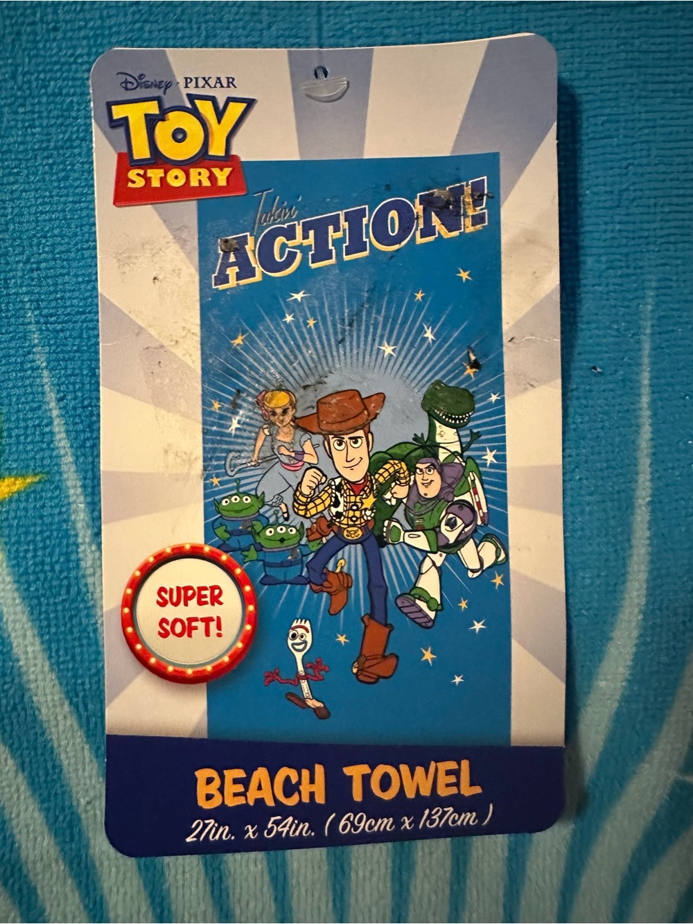 Disney Toy Story Blue Kids Beach Towel - Super Soft